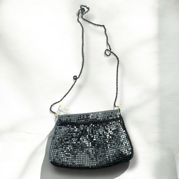 Vintage glam Sequin Crossbody Bag - Black fairy goth whimsy art deco - Picture 1 of 6